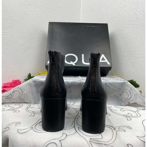 Aqua Women’s Dante Leather Almond Toe Ankle Fashion Boots/Black/Size 10 - Picture 4 of 7